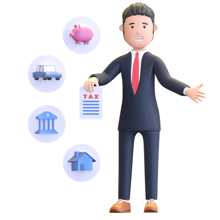 Businessman holding document taxes  3D Illustration