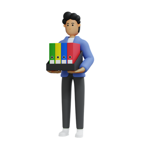 Businessman holding documents  3D Illustration