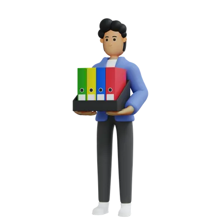 Businessman holding documents  3D Illustration