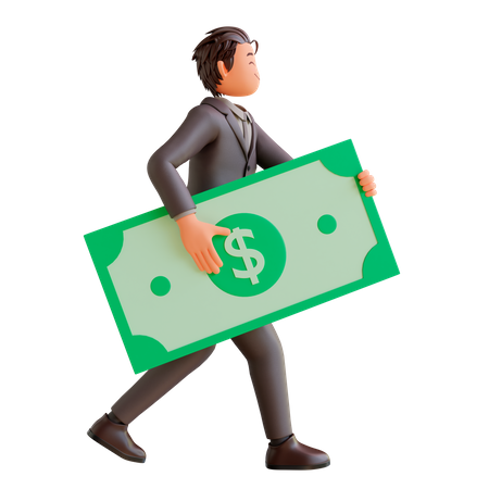 Businessman holding dollar note  3D Illustration