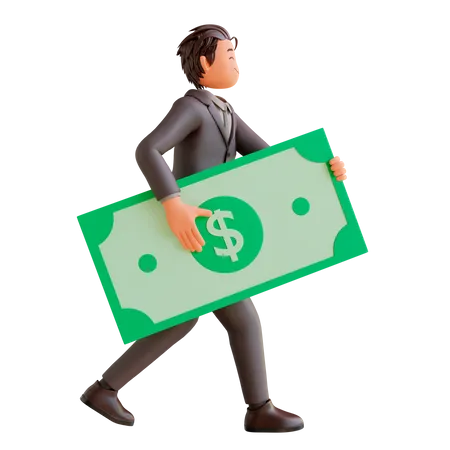 Businessman holding dollar note  3D Illustration