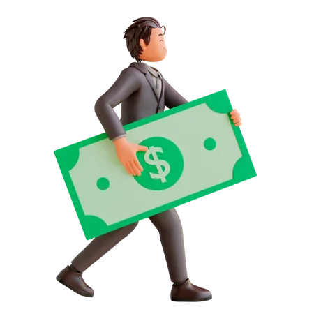 Businessman holding dollar note 3D Illustration