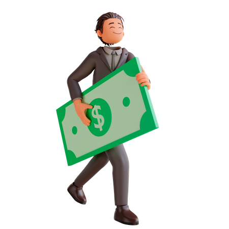 Businessman holding dollar note 3D Illustration