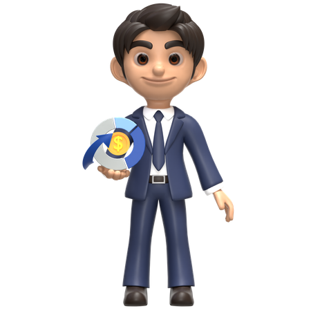 Businessman Holding Graphic Diagram  3D Illustration