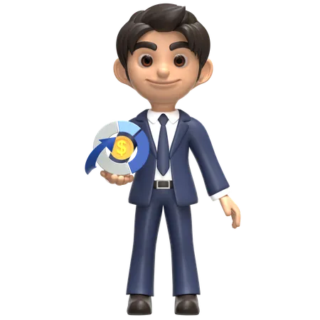 Businessman Holding Graphic Diagram  3D Illustration