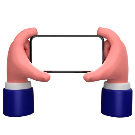 Businessman holding hand a smartphone hand gesture  3D Icon