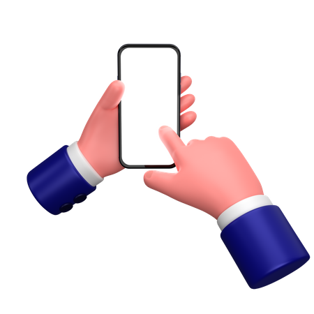 Businessman holding hand a smartphone gesture  3D Icon