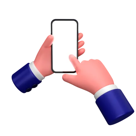 Businessman holding hand a smartphone gesture  3D Icon