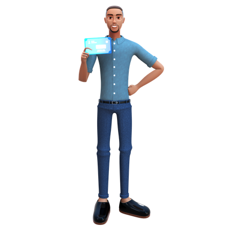 Businessman holding id card  3D Icon