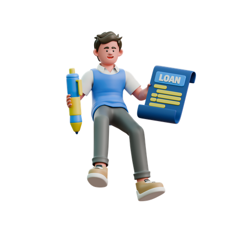 대출 서류를 들고 있는 사업가  3D Icon