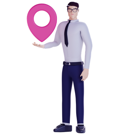 Businessman holding location pin  3D Illustration