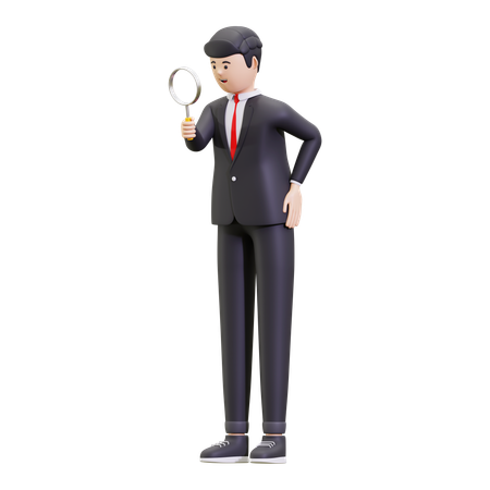Businessman Holding Magnifying Glass  3D Icon