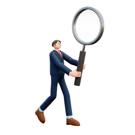 Businessman Holding Magnifying Glass  3D Illustration