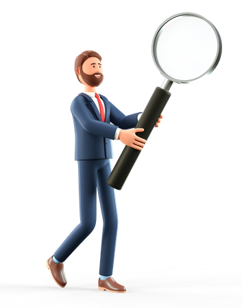 Businessman holding magnifying glass  3D Illustration