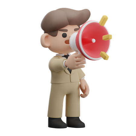 Businessman holding megaphone  3D Illustration