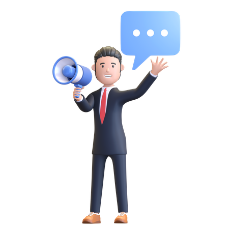 Businessman holding megaphone  3D Illustration