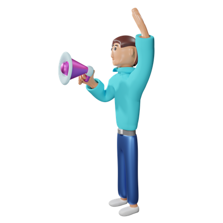 Businessman Holding Megaphone  3D Illustration