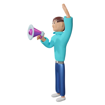 Businessman Holding Megaphone  3D Illustration