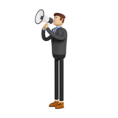 Businessman holding megaphone  3D Illustration