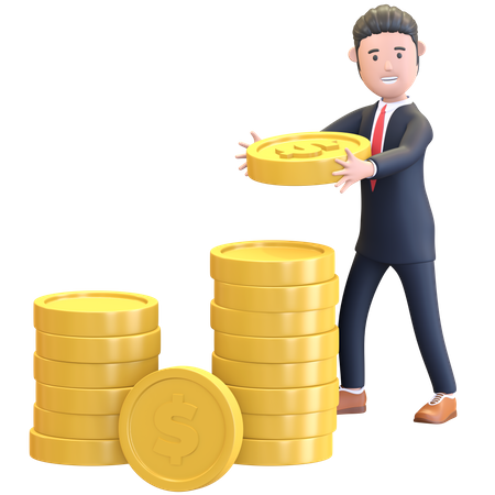 Businessman holding money coin  3D Illustration