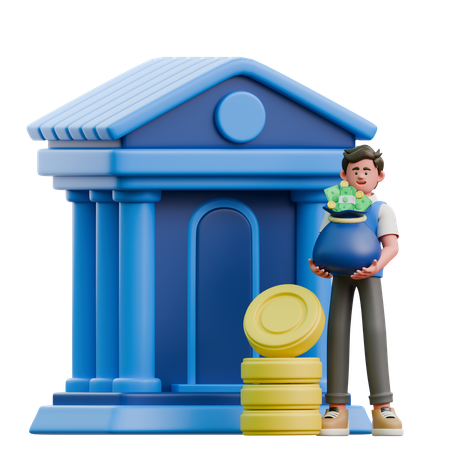Businessman Holding Money For Bank Investment  3D Icon