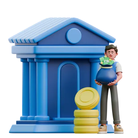 Businessman Holding Money For Bank Investment  3D Icon