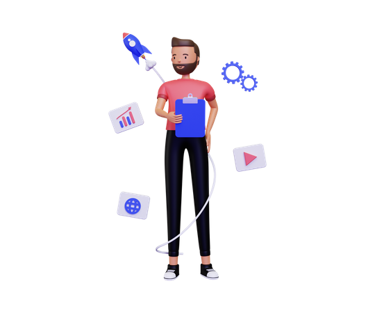 Businessman holding notepad 3D Illustration