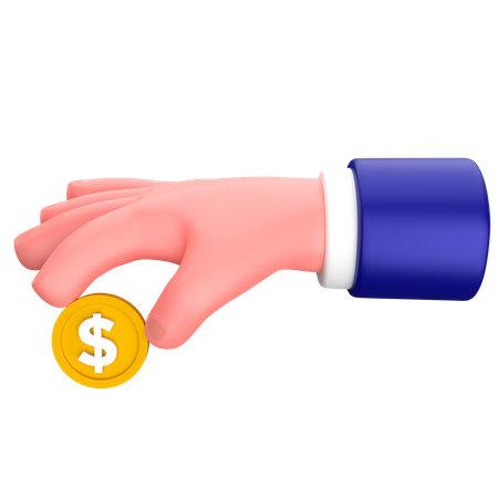 Businessman holding or giving coin gesture  3D Icon