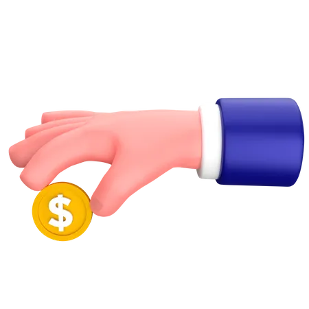 Businessman holding or giving coin gesture  3D Icon