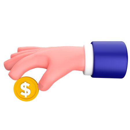 Businessman holding or giving coin gesture 3D Icon