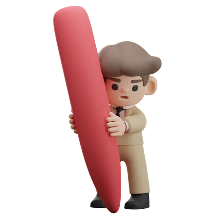 Businessman holding pen  3D Illustration
