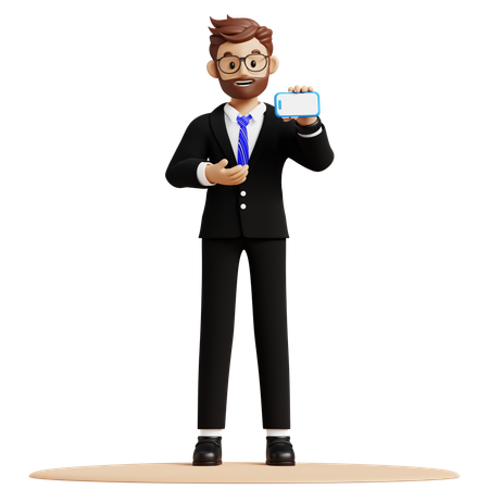 Businessman Holding Phone  3D Illustration