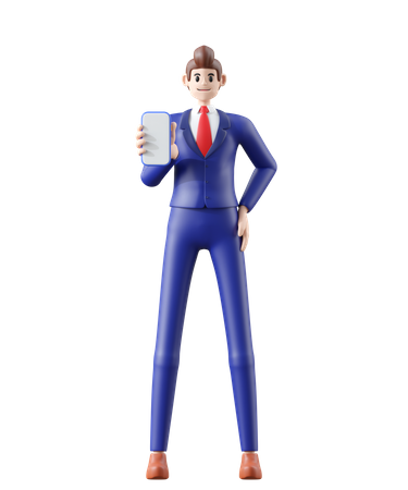 Businessman holding phone  3D Illustration