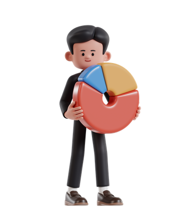 Businessman holding pie chart  3D Illustration