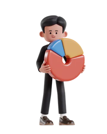 Businessman holding pie chart  3D Illustration