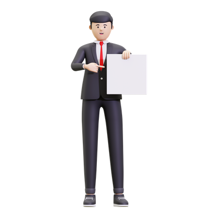Businessman Holding Placard  3D Illustration