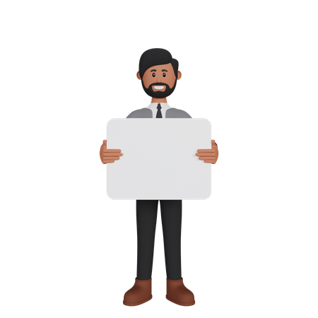 Businessman holding placard  3D Icon