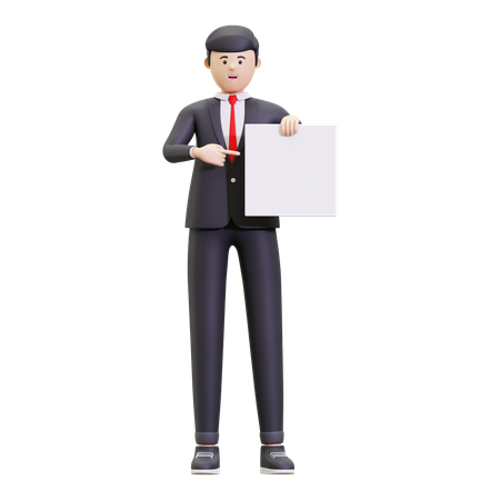 Businessman Holding Placard  3D Icon