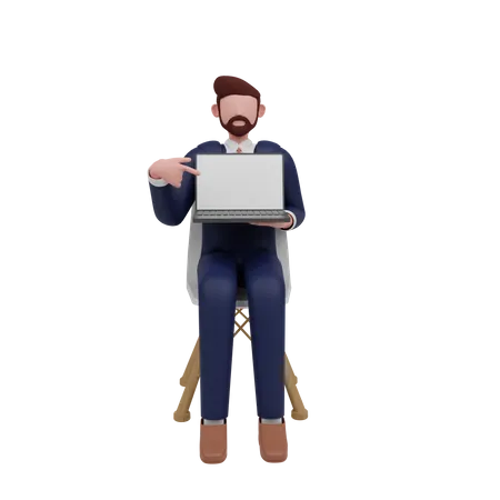 Businessman holding placard  3D Illustration