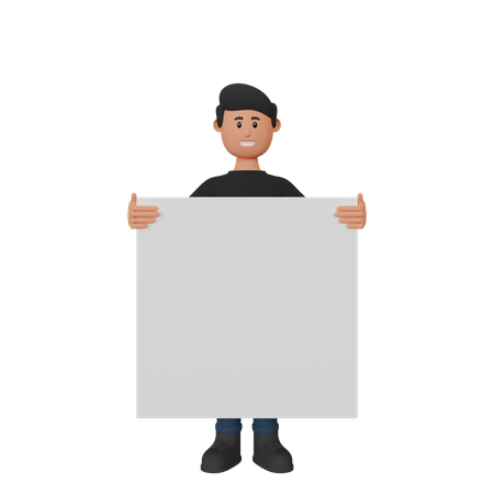 Businessman holding placard  3D Illustration