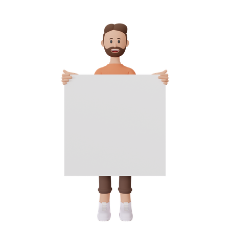 Businessman holding placard  3D Illustration