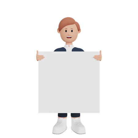 Businessman holding placard  3D Illustration