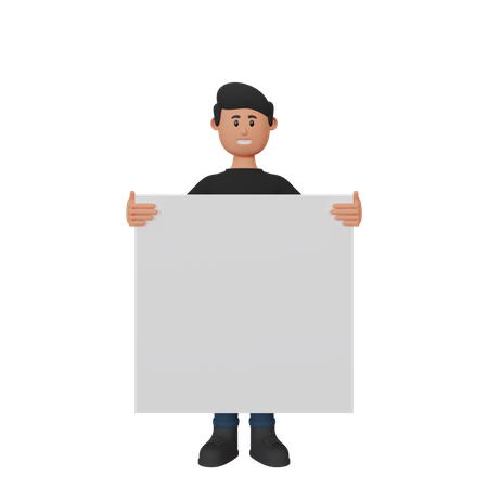 Businessman holding placard 3D Illustration