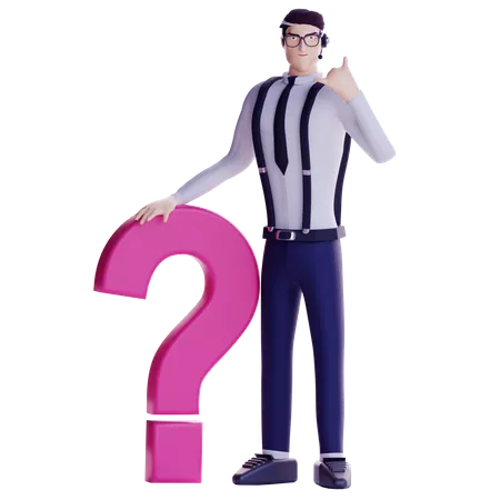 Businessman holding question mark  3D Illustration