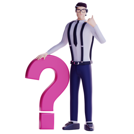 Businessman holding question mark  3D Illustration