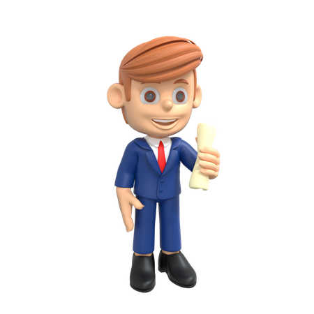 Businessman Holding Report  3D Illustration