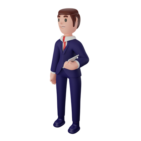 Businessman Holding Report  3D Illustration