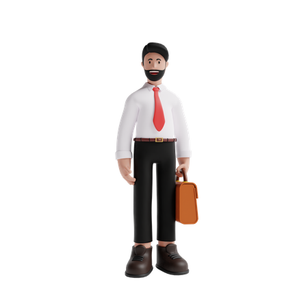 Businessman holding Suitcase  3D Illustration