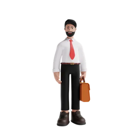 Businessman holding Suitcase  3D Illustration