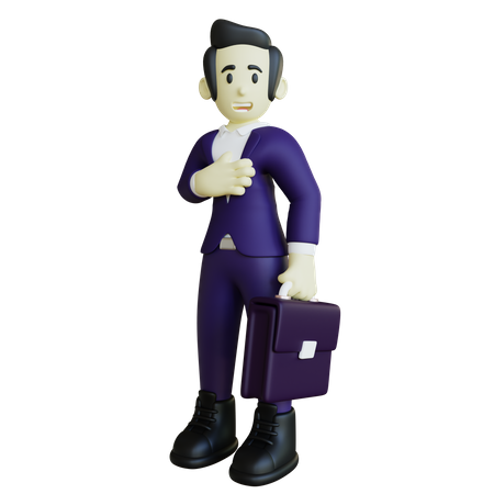 Businessman Holding Suitcase  3D Illustration